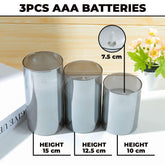 Kuber Industries Pack of 3 LED Candles for Home Decoration|Battey Operated|Flameless Yellow Light|Diwali Lights for Home Decoration,Along with Other Festivities & Parties|Set of 3|B0-004D|Gray